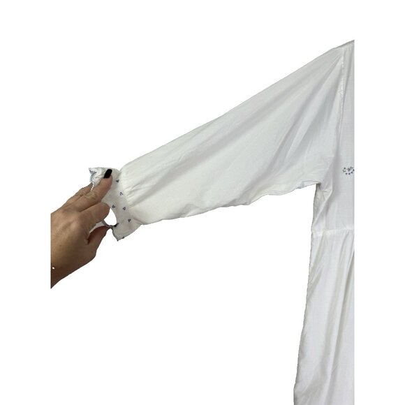 Vintage April Cornell Medium Nightgown White Floral Embroidered Prairie Cottage - Picture 4 of 11